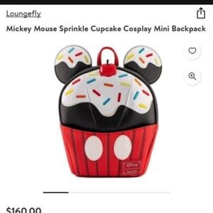New Loungefly Disney Mickey Mouse Sprinkle Cupcake Cosplay Mini Backpack